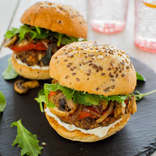 Tofu Black Bean Burgers with Creamy Feta