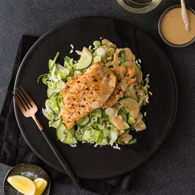 Sesame Nori Crusted Fish with Japanese Rice