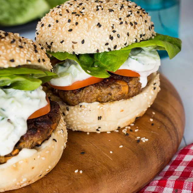Indian Lamb Burgers with Raita