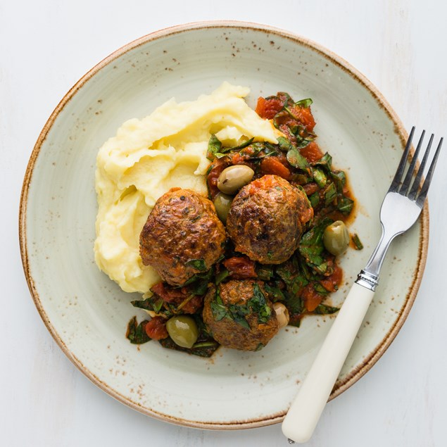 Spanish Lamb Meatballs with Garlic Butter Mash