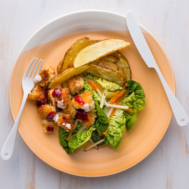 Pork Bites with Potato Wedges