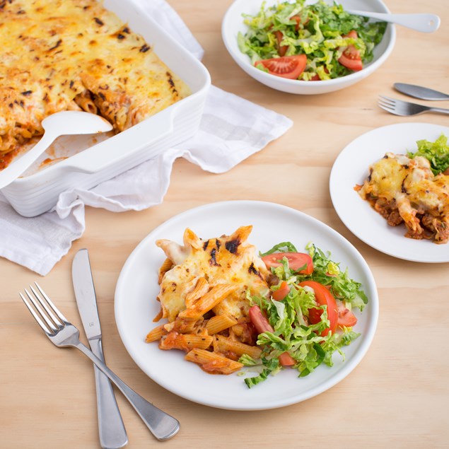 Béchamel Choriza Pasta Bake
