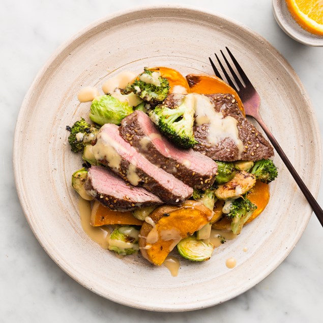 Beef Rump Steak with Miso Roasted Vegetables