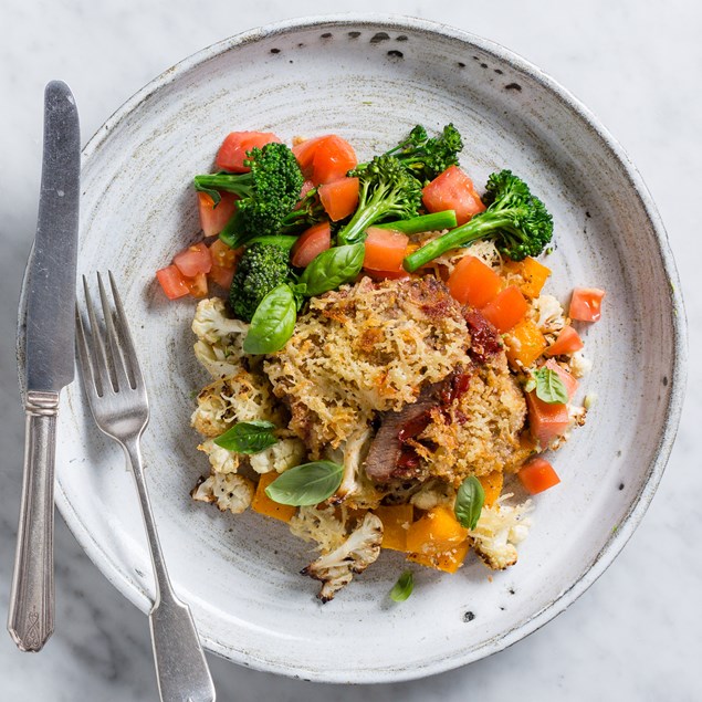 Parmesan-Crusted Beef Pave with Roast Cauliflower and Pumpkin