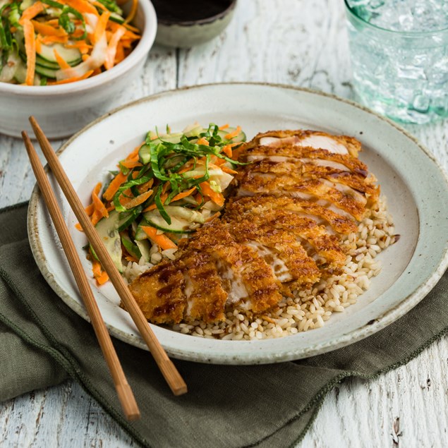 Chicken Katsu with Brown Rice & Asian Slaw