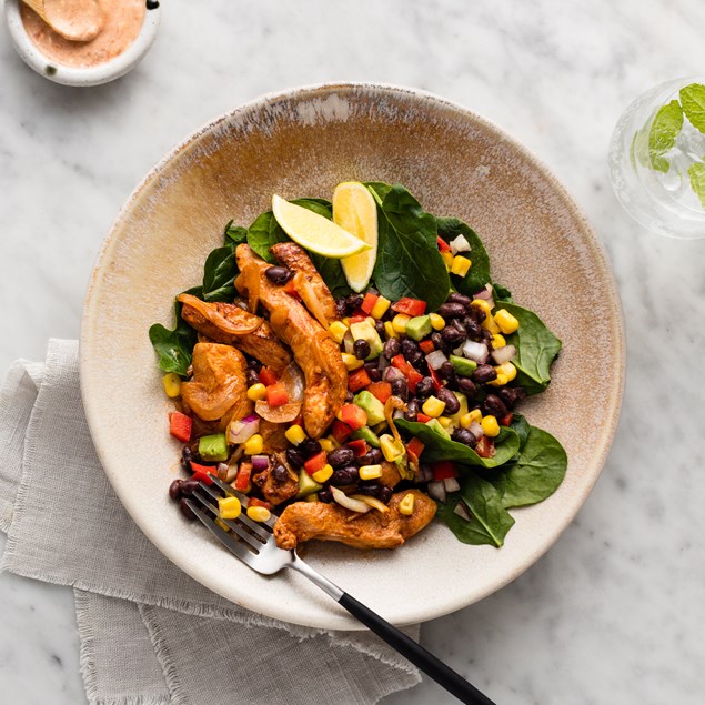 Mexican Chicken Bowl with Avocado & Black Bean Salsa