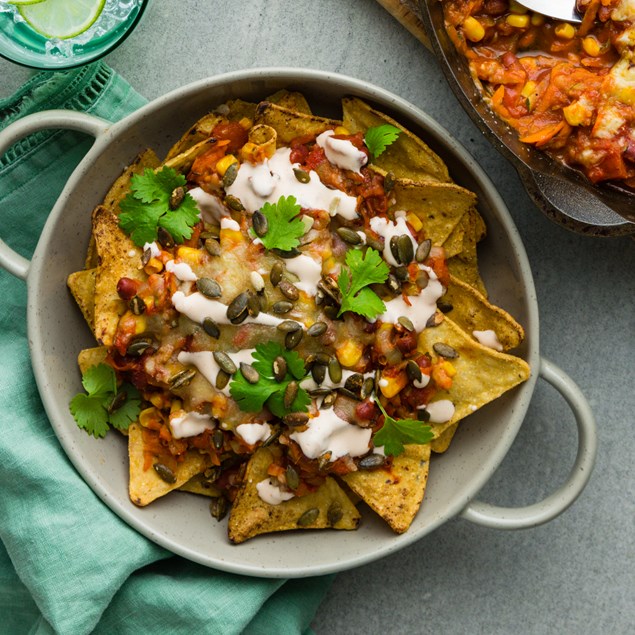 Chilli Bean Nachos with Chipotle Sour Cream