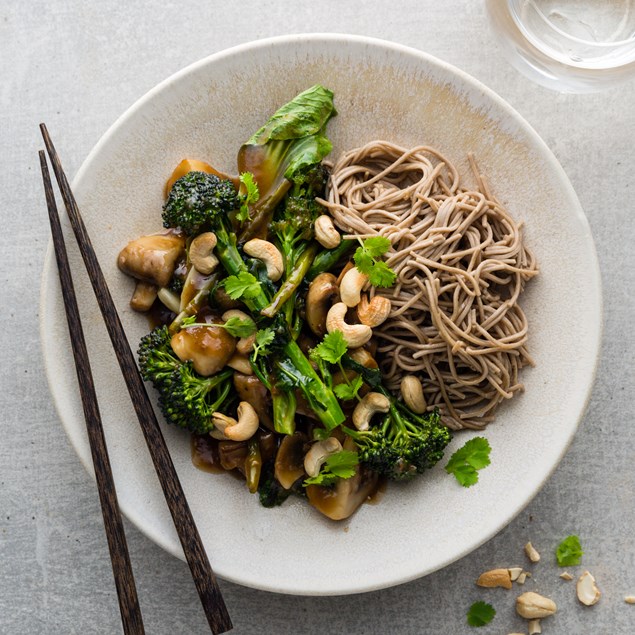 Ginger, Cashew and Honey Stir-Fry with Broccolini and Bok Choy