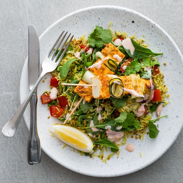 Tandoori Paneer Skewers with Rice Salad