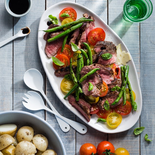 bbq butterflied lamb leg tomato salad