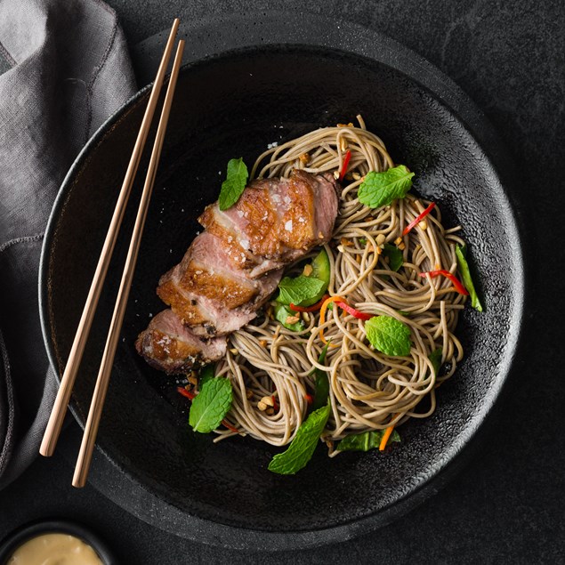 Duck Breast with Cucumber Soba Salad and Hoisin Mayo