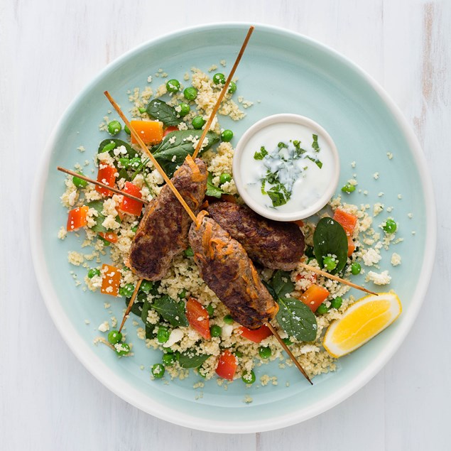 Greek Lamb Kofta with Feta and Couscous Salad