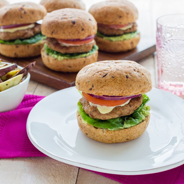 Turkey Burgers with Maple Dijonnaise and Kumara Wedges