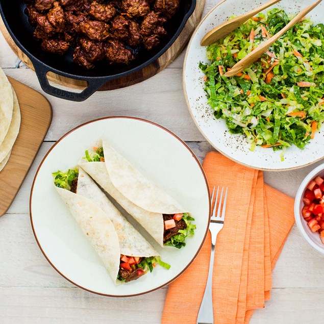 Beef and Tomato Wraps with Slaw