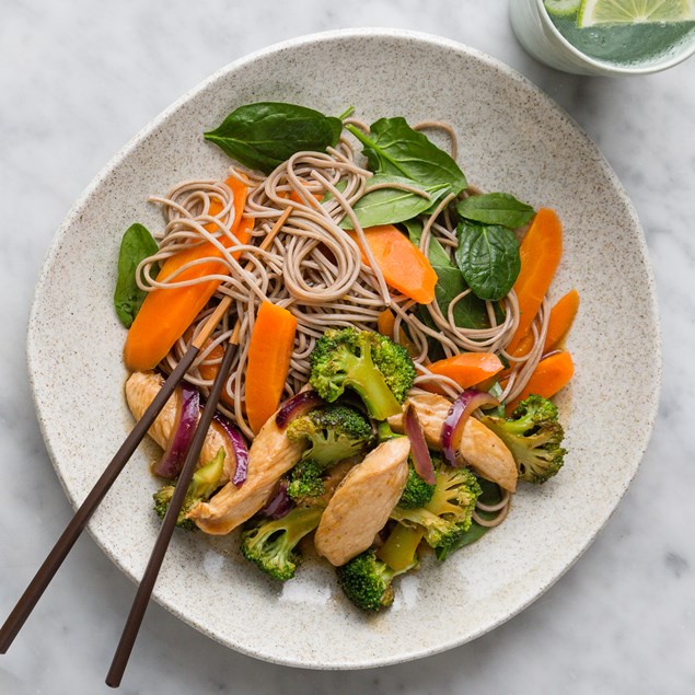 Chicken Teriyaki Stir-Fry with Broccoli and Soba Noodles