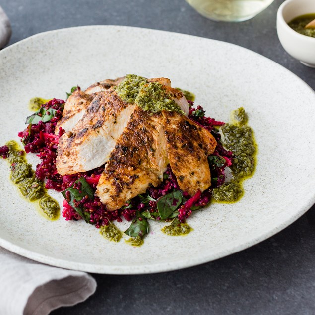 Aztec-Spiced Chicken with Super Food Quinoa Salad and Chimichurri