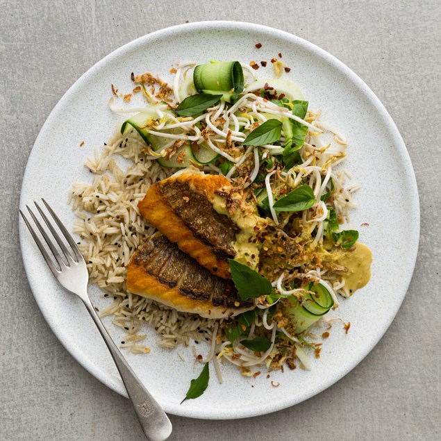 Sri Lankan Crispy Fish with Lemongrass Coconut Sauce