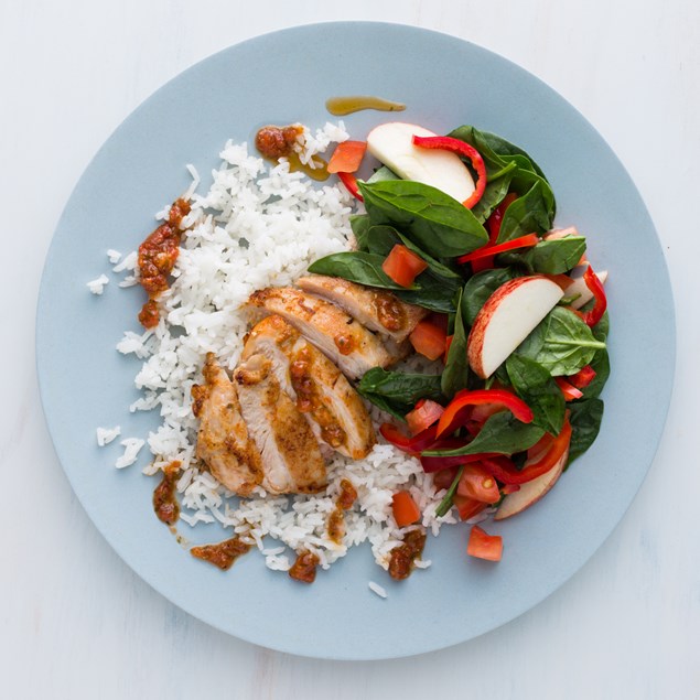 Chilean Chicken with Jasmine Rice and Pebre Salsa