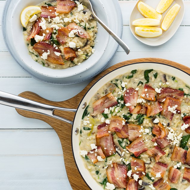 Bacon, Mushroom and Feta Risotto