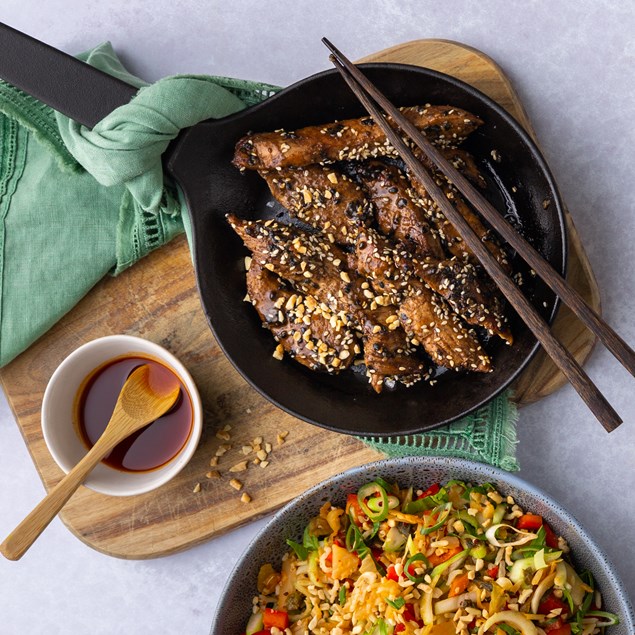 Sesame Chicken with Kimchi Rice and Gochugaru