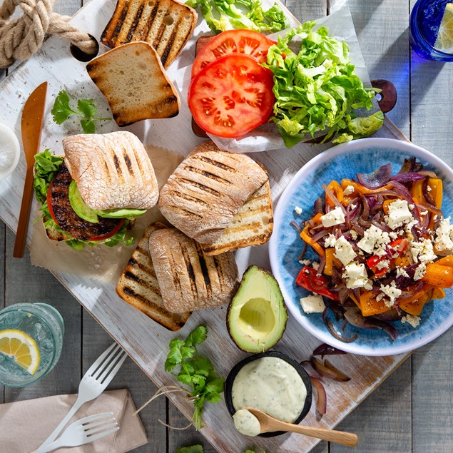 Mexican Chorizo Burgers with Grilled Baby Capsicums