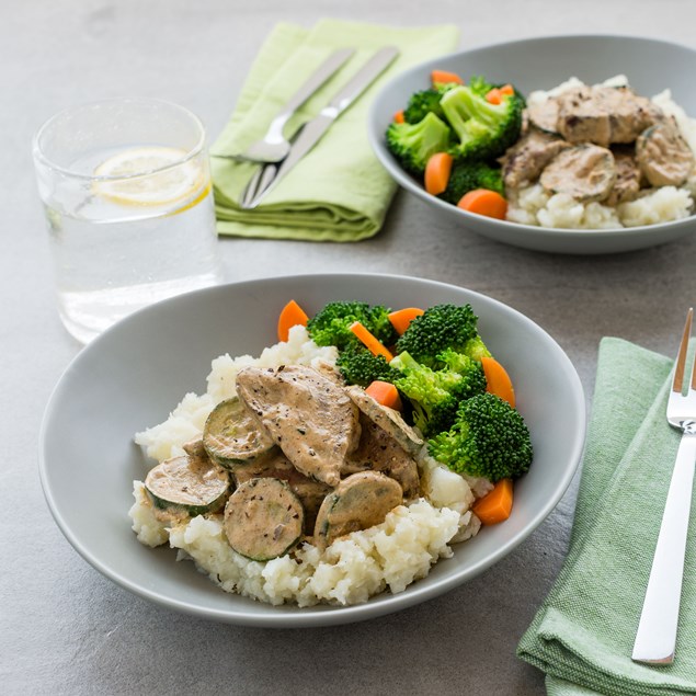 Beef and Courgette Stroganoff with Cauliflower Mash