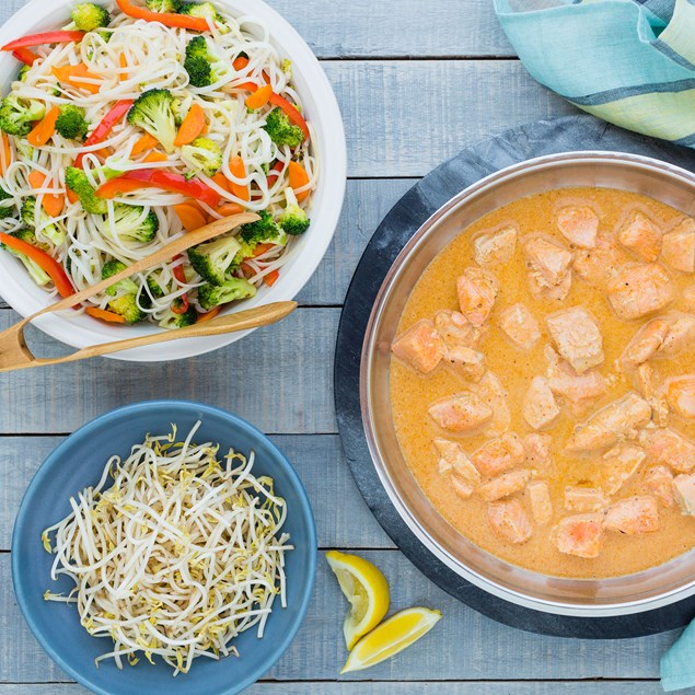 Salmon Thai Red Curry with Noodles