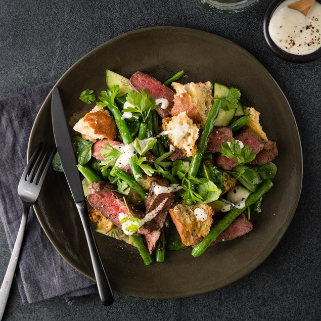 Beef Eye Fillet Salad with Green Beans & Horseradish Cream