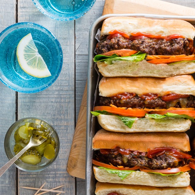 Beef Burgers with Sesame Salad