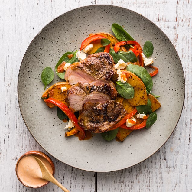 Sumac Pork with Harissa Pumpkin Salad