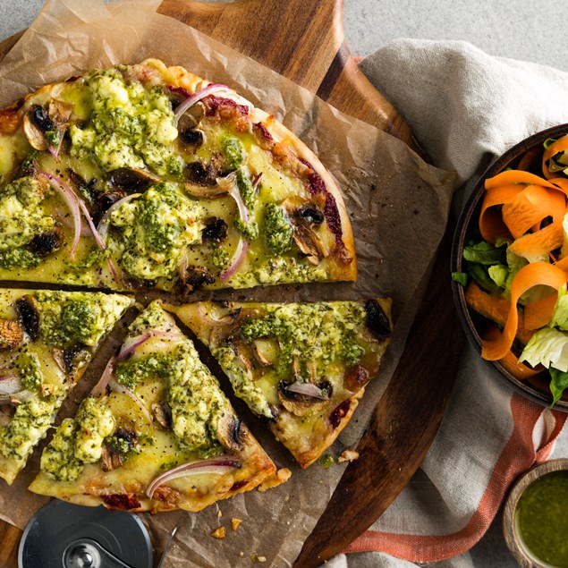 Cream Cheese & Mushroom Pizza with Salad