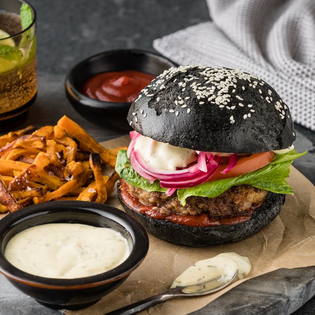 Wagyu Beef Burgers with Truffle Bearnaise & Kumara Frittes