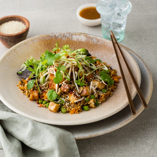 Chinese Ginger Fried Rice with Hoisin Glazed Tofu