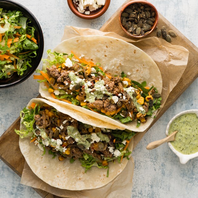 Mexican Lamb Tacos with Chimichurri Cream