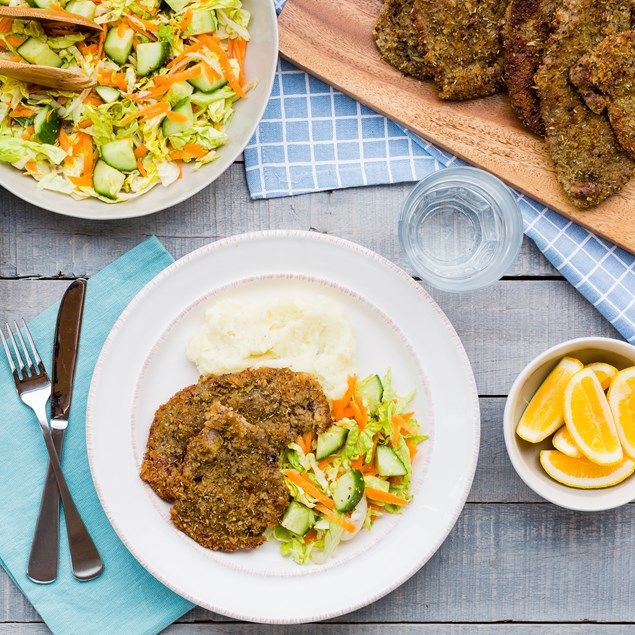 Beef Schnitzel with Parmesan Whipped Potatoes
