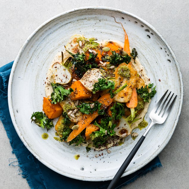 Roast Pumpkin & Haloumi Tray Bake