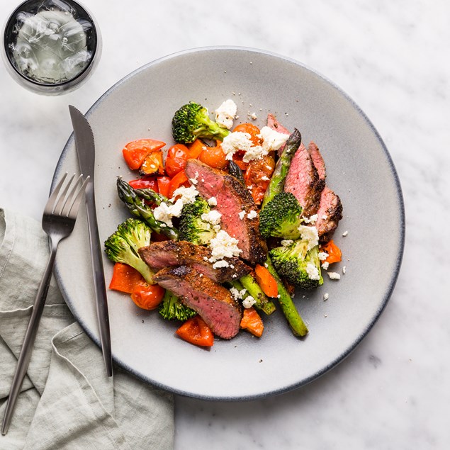 Mediterranean Beef with Roast Tomatoes & Asparagus