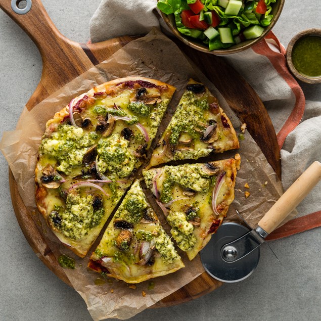 Cream Cheese and Mushroom Pizza