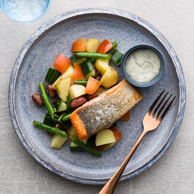 Salmon Niçoise Salad with Caper Mayo