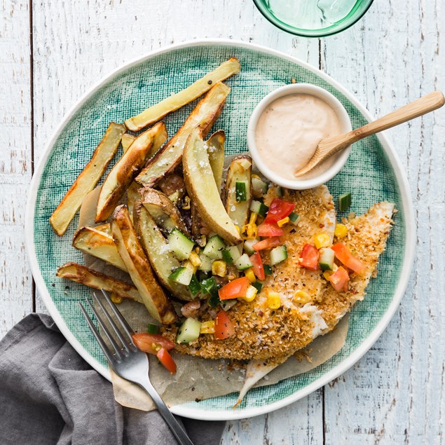 Peri Peri Fish with Corn Salsa 