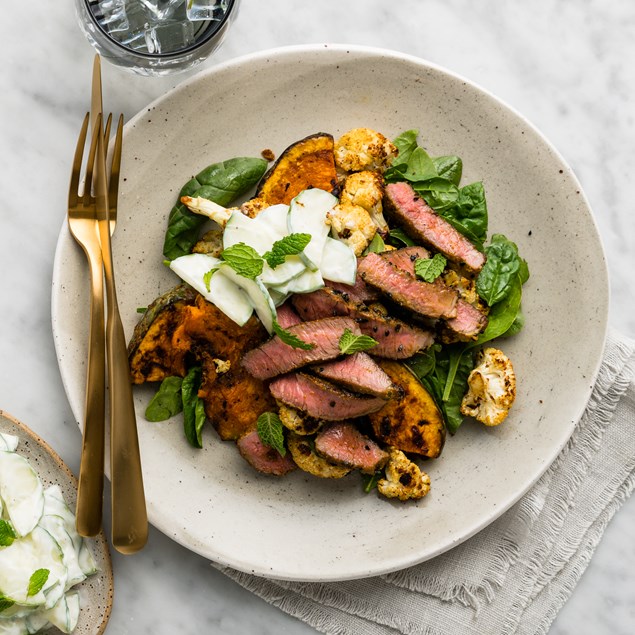 Curried Lamb Rump Steaks with Tikka Roasted Pumpkin & Cauliflower