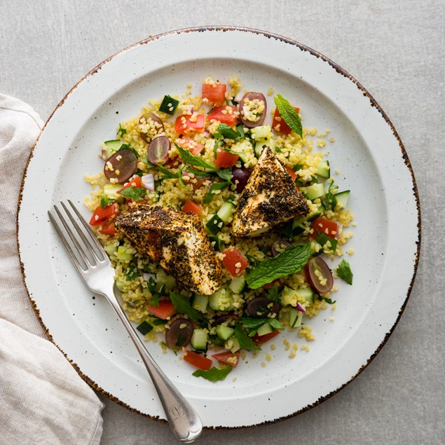 Greek Tabbouleh with Oregano Baked Feta and Honey