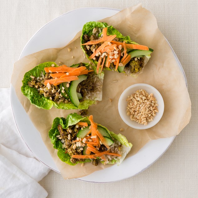 Thai Beef Laab Lettuce Cups with Sesame Rice 