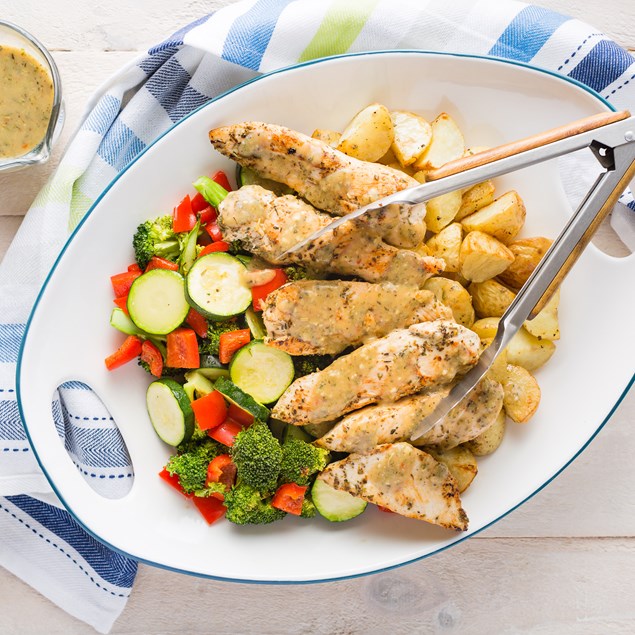 Chicken with Roast Veggies and Gravy