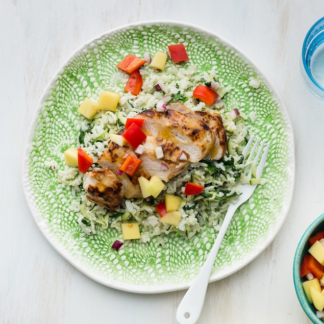 Tropical Chicken with Mango Salsa and Coconut Rice
