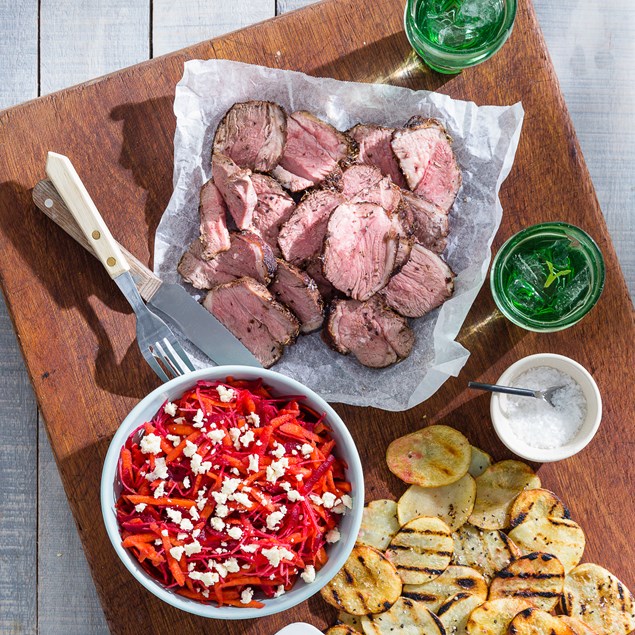  Lamb Rump with Crispy Potatoes and Beetroot Slaw