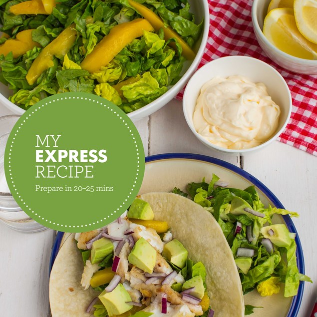Soft Fish Tacos with Mango Salad