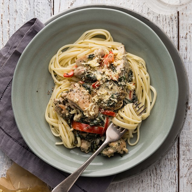 Creamy Chicken and Basil Pesto Pasta