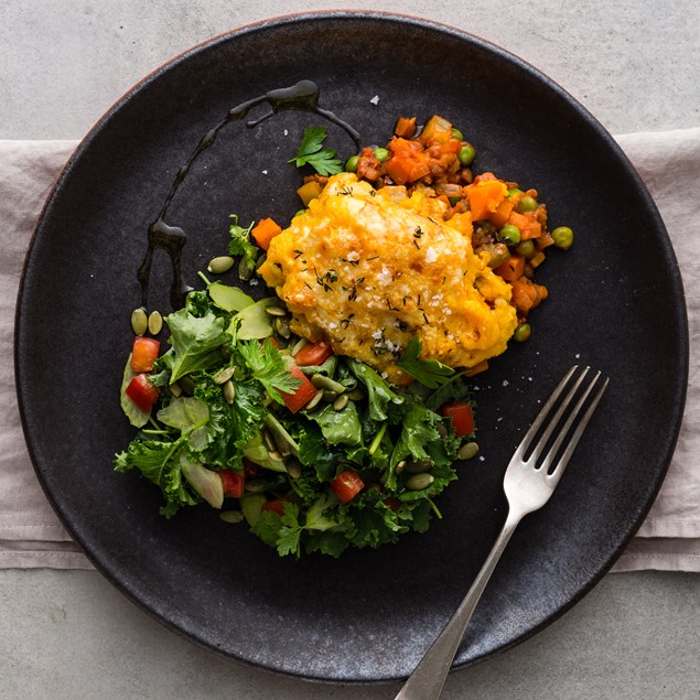 Veggie Cottage Pie with Fresh Kale Salad