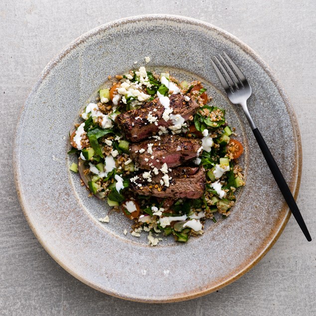 Greek Lamb Rump with Feta and Farro 